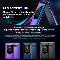 HAMTOD T8 4G Flip Phone – Dual Display, SOS Button & Loud Speaker