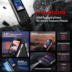 HAMTOD H3 Rugged Flip Phone – 4G Dual SIM with SOS & Long Battery