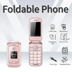 Flip Phone for Seniors – Dual Display with Big Keypad, SOS & Loud Speaker