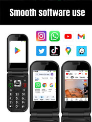 Q3 4G Flip Android Smartphone – Touch Screen + Apps, Senior Friendly