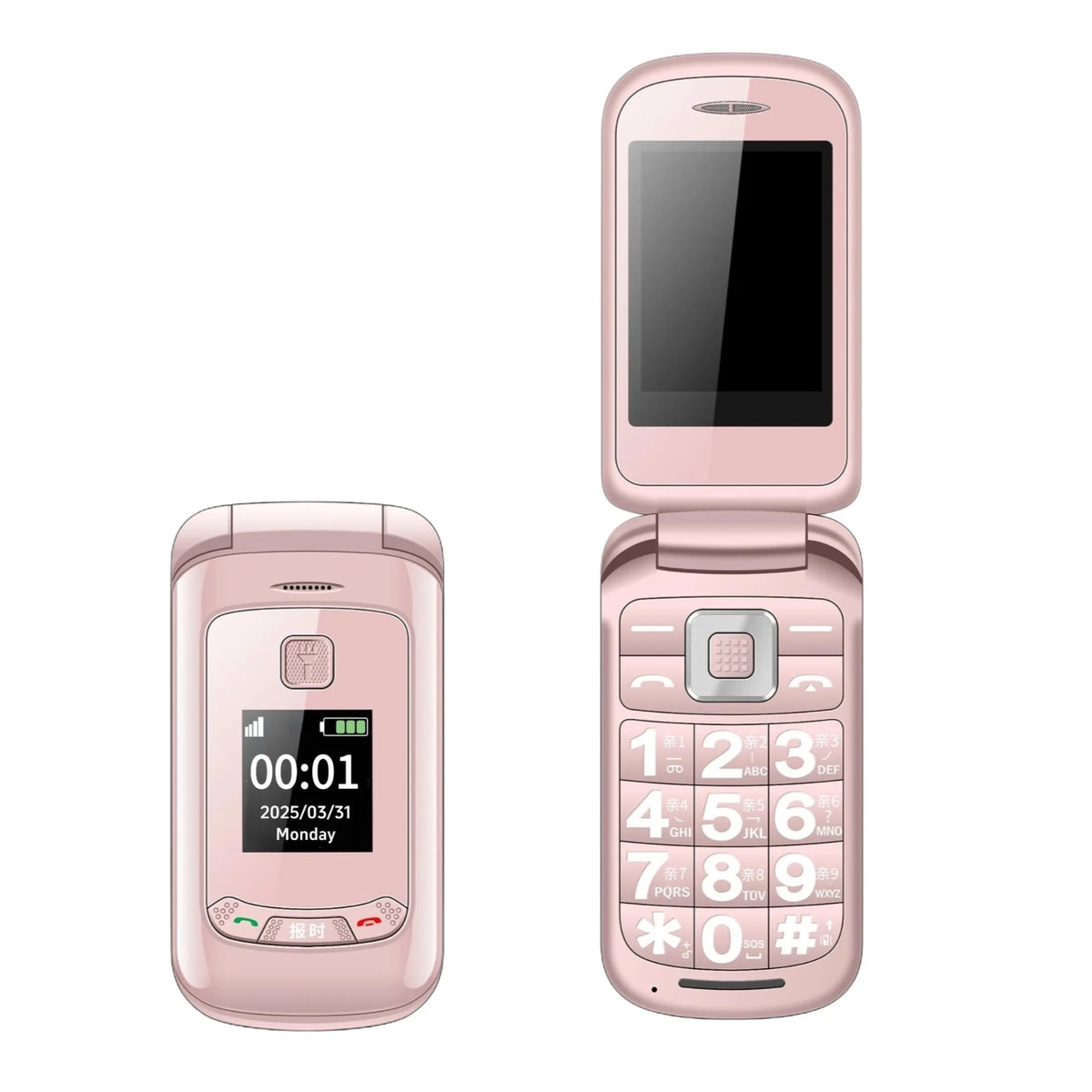Flip Phone for Seniors – Dual Display with Big Keypad, SOS & Loud Speaker
