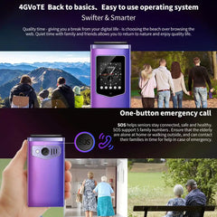 HAMTOD T8 4G Flip Phone – Dual Display, SOS Button & Loud Speaker